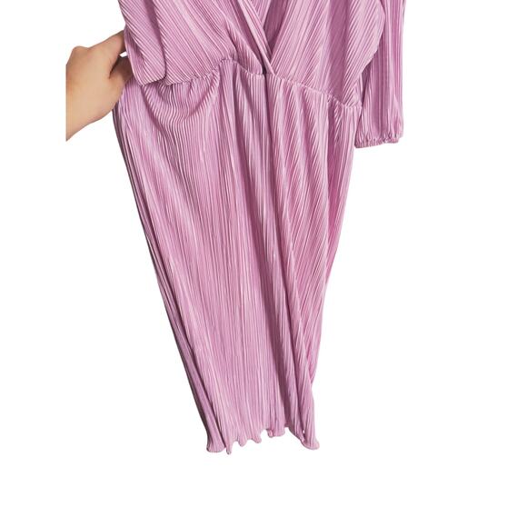 NWT ASOS Pleated V-Neck Cold Shoulder Midi Dress 10 Pink Coquette Event Cocktail - Picture 4 of 7